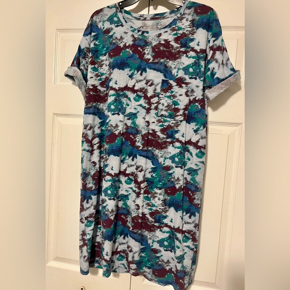 Eddie Bauer Tie Dye T-Shirt Dress Tunic Top | Size Large